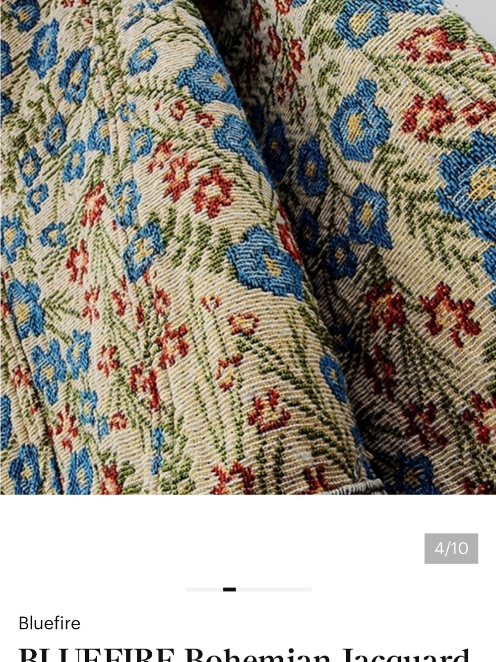 Women's Cream Floral Jacquard Jacket with Denim Trim - Picture 3 of 5